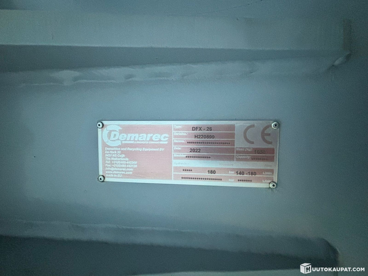 Demarec DFX-26 Hydraulic Hammer/Impact Hammer, 20–30 t, 2022 *Unused*, Lempäälä - Hydraulic hammer: picture 4 Demarec DFX-26 Hydraulic Hammer/Impact Hammer, 20–30 t, 2022 *Unused*, Lempäälä - Hydraulic hammer: picture 4