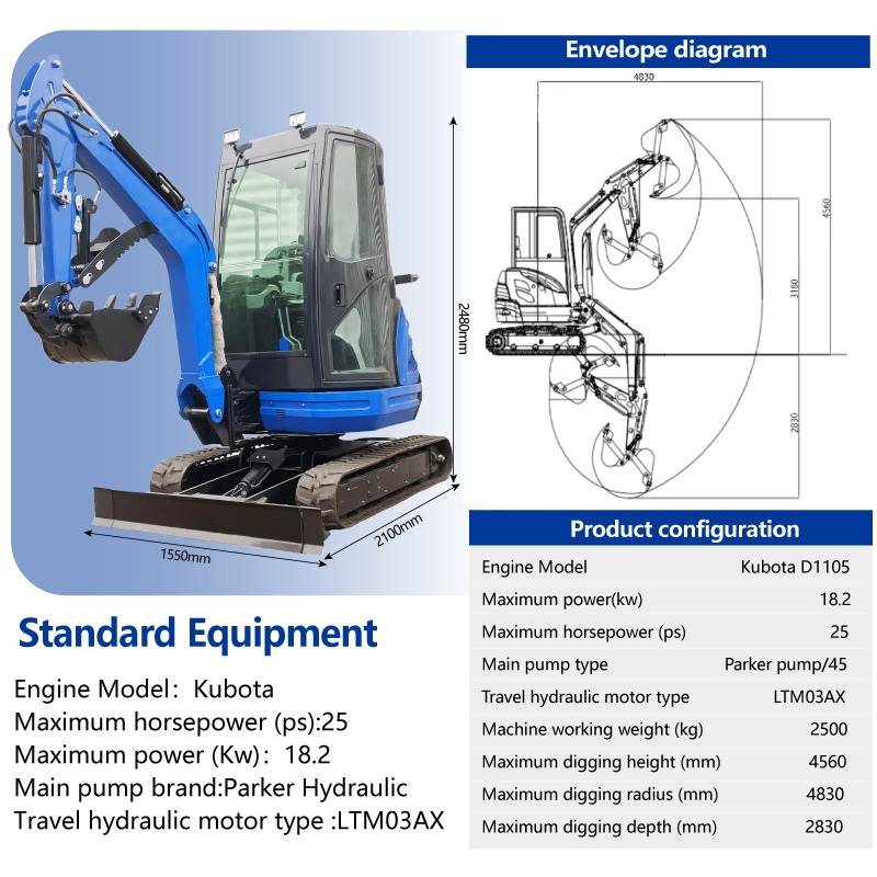 LEZUM DY25U Mini Excavator Digger Miniexcavadora EPA Kubota Engine Mini Excavator For Sale With Mini Excavator Attachment Set - Crawler excavator: picture 2 LEZUM DY25U Mini Excavator Digger Miniexcavadora EPA Kubota Engine Mini Excavator For Sale With Mini Excavator Attachment Set - Crawler excavator: picture 2