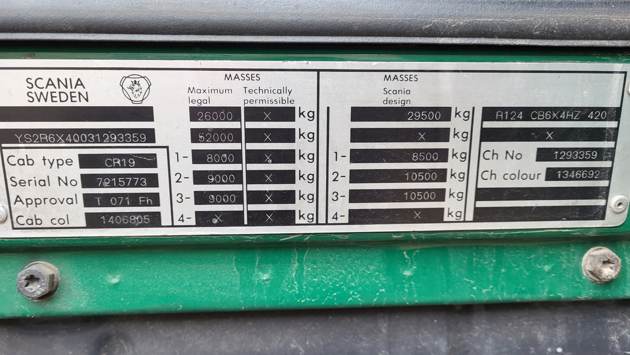 Cab chassis truck SCANIA R124 420 6X4: picture 16