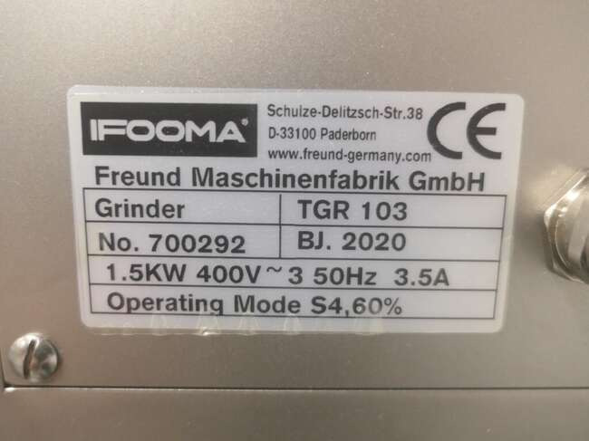 New Food processing equipment Freund / Ifooma cooled grinder TGR103: picture 9