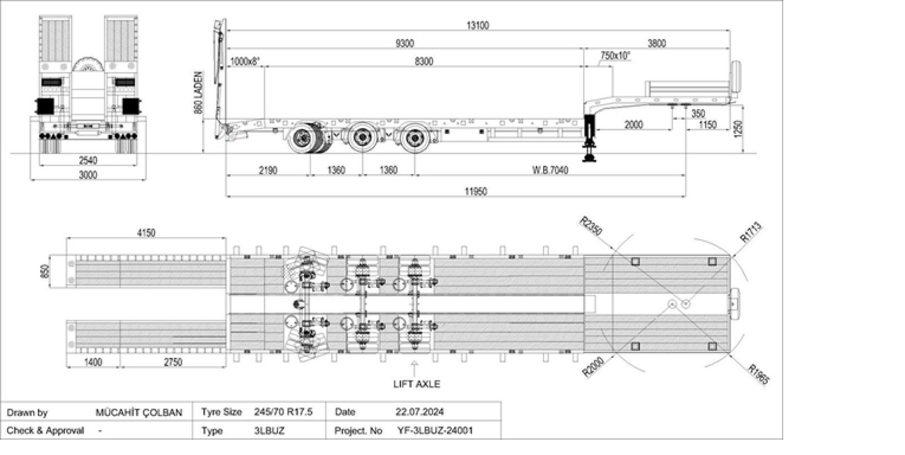 YALCIN 3 ESSIEUX STD - Low loader semi-trailer: picture 3 YALCIN 3 ESSIEUX STD - Low loader semi-trailer: picture 3