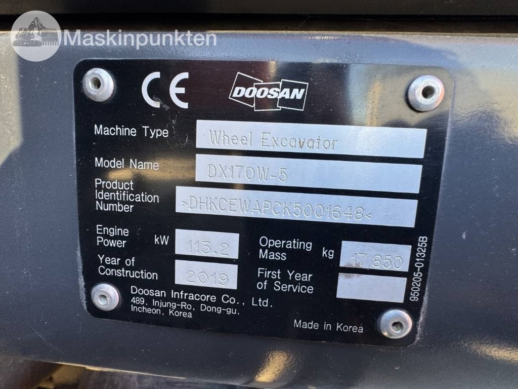 Wheel excavator Doosan DX 170 W-5 + Tippvagn + Redskap: picture 23