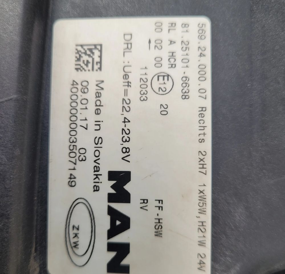 LAMPA MAN TGL E6 PRAWA ORYGINAŁ 81.25101-6638 - Lights/ Lighting for Truck: picture 4 LAMPA MAN TGL E6 PRAWA ORYGINAŁ 81.25101-6638 - Lights/ Lighting for Truck: picture 4
