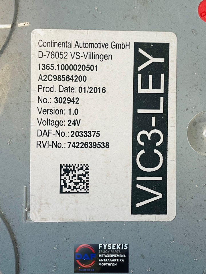 DAF Control Unit VIC3-LEY used - ECU for Truck: picture 2 DAF Control Unit VIC3-LEY used - ECU for Truck: picture 2