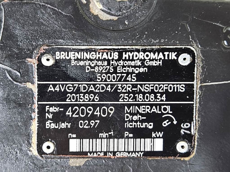 Brueninghaus Hydromatik A4VG71DA2D4/32R-Drive pump/Fahrpumpe - Hydraulics for Construction machinery: picture 4 Brueninghaus Hydromatik A4VG71DA2D4/32R-Drive pump/Fahrpumpe - Hydraulics for Construction machinery: picture 4