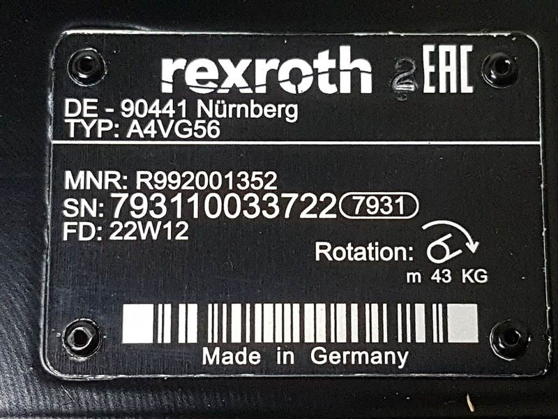 Komatsu WA95-R992001352-A4VG56DA1D2/32R-Drive pump - Hydraulics for Construction machinery: picture 5 Komatsu WA95-R992001352-A4VG56DA1D2/32R-Drive pump - Hydraulics for Construction machinery: picture 5