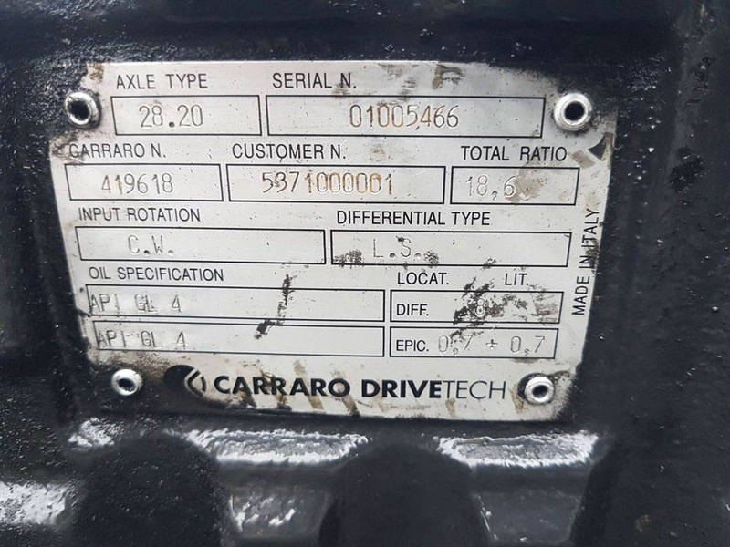 Leasing of Yanmar V70 Speeder-Carraro 28.20-419618-Axle/Achse/As Yanmar V70 Speeder-Carraro 28.20-419618-Axle/Achse/As: picture 6