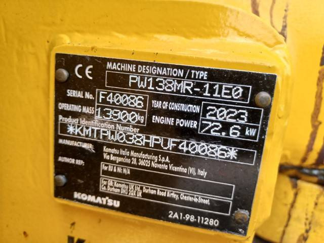 Komatsu PW138MR-11E0 - Wheel excavator: picture 2 Komatsu PW138MR-11E0 - Wheel excavator: picture 2