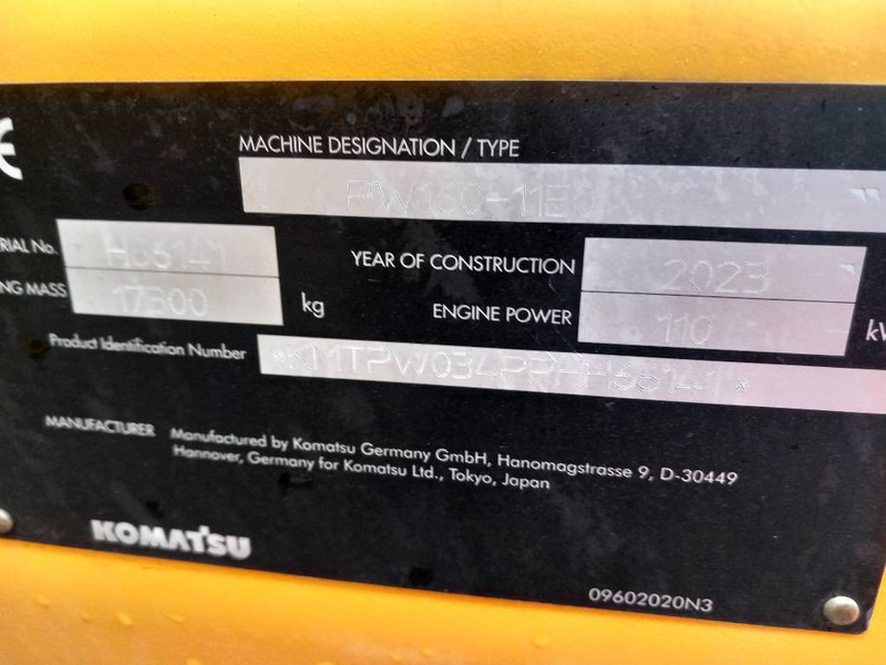 Komatsu PW160-11E0 - Wheel excavator: picture 4 Komatsu PW160-11E0 - Wheel excavator: picture 4