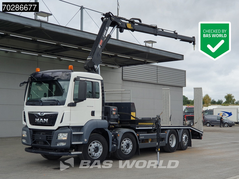 MAN TGS 35.360 8X2 HIAB X-Hiduo 158 BS-3 Crane Lift+lenkasche Machine transporter Euro 6 - Car transporter truck, Crane truck: picture 1 MAN TGS 35.360 8X2 HIAB X-Hiduo 158 BS-3 Crane Lift+lenkasche Machine transporter Euro 6 - Car transporter truck, Crane truck: picture 1