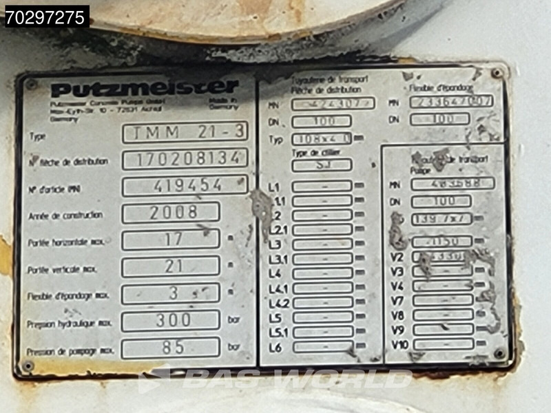 Concrete mixer truck Mercedes-Benz Actros 3241 8X4 7m3 Putzmeister TMM 21-3 Mixer Big-Axle Steelsuspension 3-Pedals Euro 4: picture 13 Concrete mixer truck Mercedes-Benz Actros 3241 8X4 7m3 Putzmeister TMM 21-3 Mixer Big-Axle Steelsuspension 3-Pedals Euro 4: picture 13