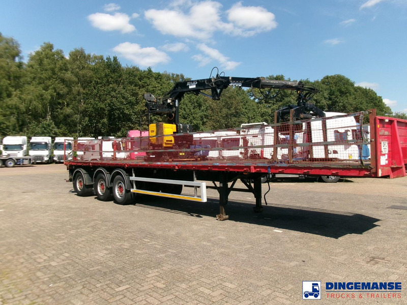 Fruehauf 3-axle platform trailer + Atlas 3008 crane - Dropside/ Flatbed semi-trailer: picture 2 Fruehauf 3-axle platform trailer + Atlas 3008 crane - Dropside/ Flatbed semi-trailer: picture 2
