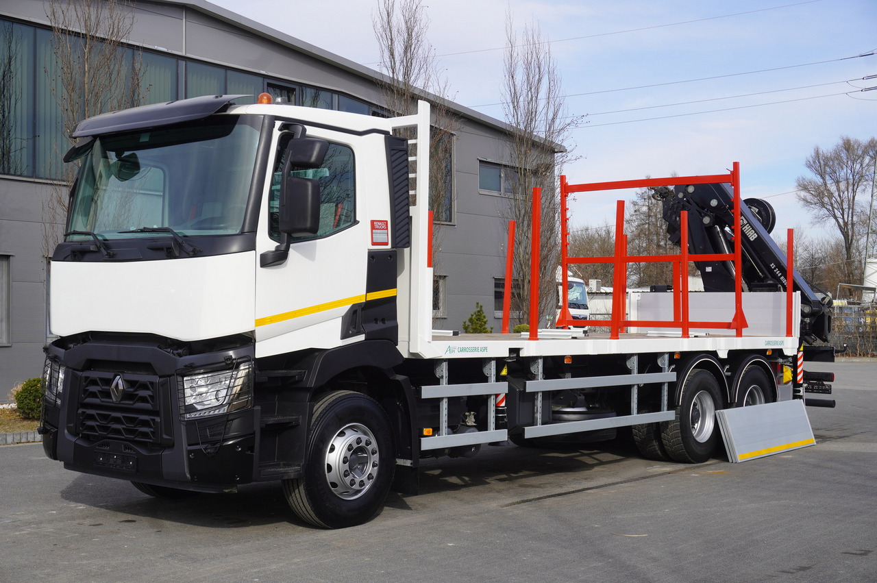 RENAULT C430 / 15 m crane HIAB 244 EP-5 HIDUO 8400 kg / Platform with stanchions - Timber truck, Crane truck: picture 4 RENAULT C430 / 15 m crane HIAB 244 EP-5 HIDUO 8400 kg / Platform with stanchions - Timber truck, Crane truck: picture 4
