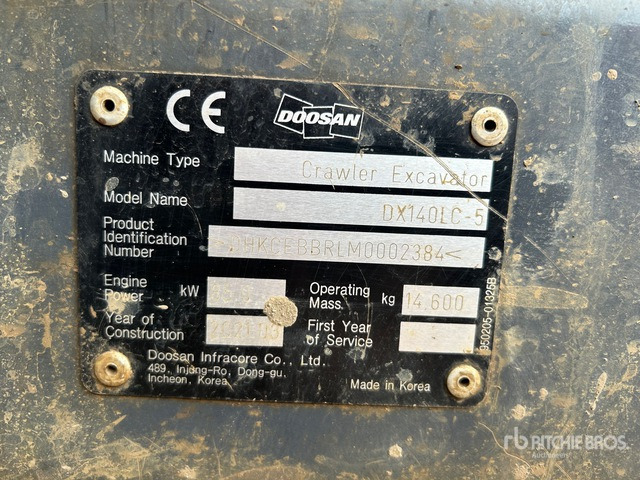 2021 Doosan DX140LC-5 Tracked Excavator - Crawler excavator: picture 1 2021 Doosan DX140LC-5 Tracked Excavator - Crawler excavator: picture 1