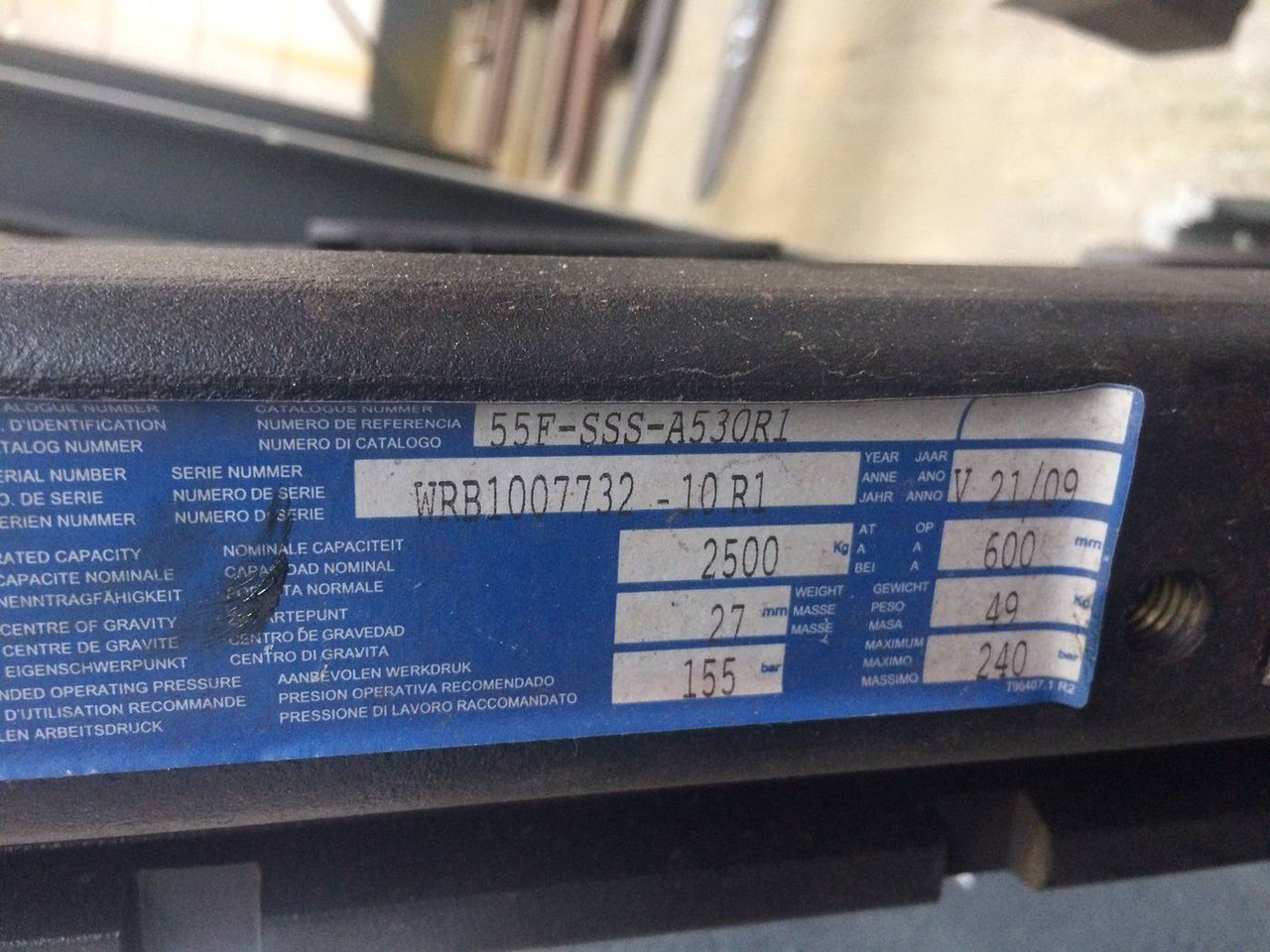 Cascade Sideshift 1400 mm - Attachment: picture 3 Cascade Sideshift 1400 mm - Attachment: picture 3