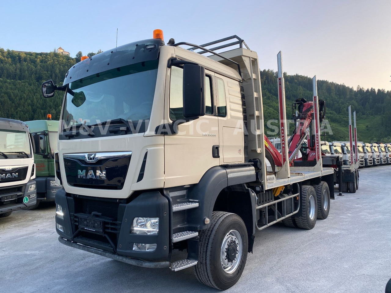 MAN 33.500 6X6 mit Kran PENZ 12Z - Timber truck, Crane truck: picture 1 MAN 33.500 6X6 mit Kran PENZ 12Z - Timber truck, Crane truck: picture 1