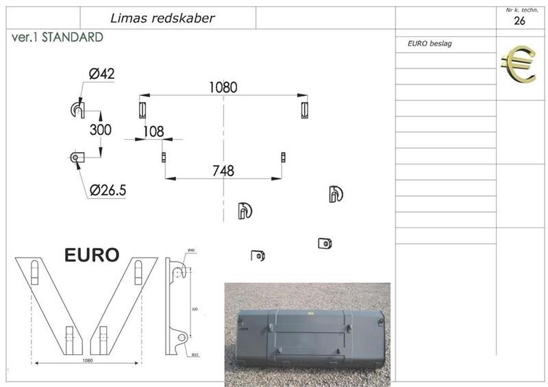 Limas Ny 1,5m Uni. Skovl med Euro - Loader bucket for Agricultural machinery: picture 2 Limas Ny 1,5m Uni. Skovl med Euro - Loader bucket for Agricultural machinery: picture 2