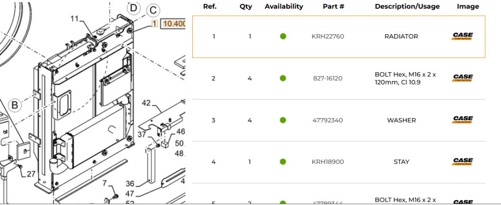 Case KRH22760 - Cooling system for Construction machinery: picture 1 Case KRH22760 - Cooling system for Construction machinery: picture 1