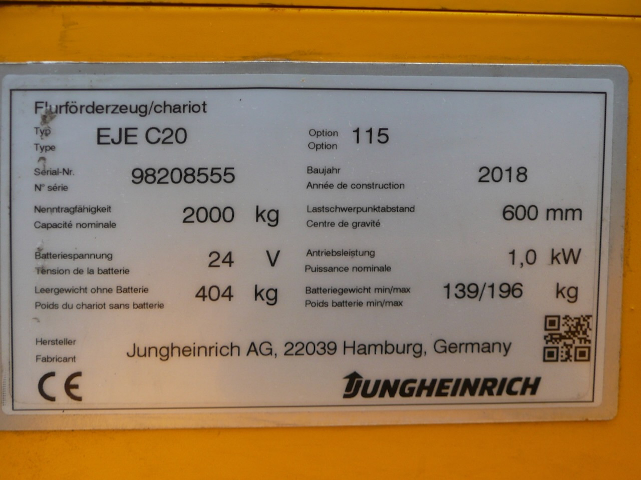 Pallet truck Jungheinrich EJE C20: picture 7