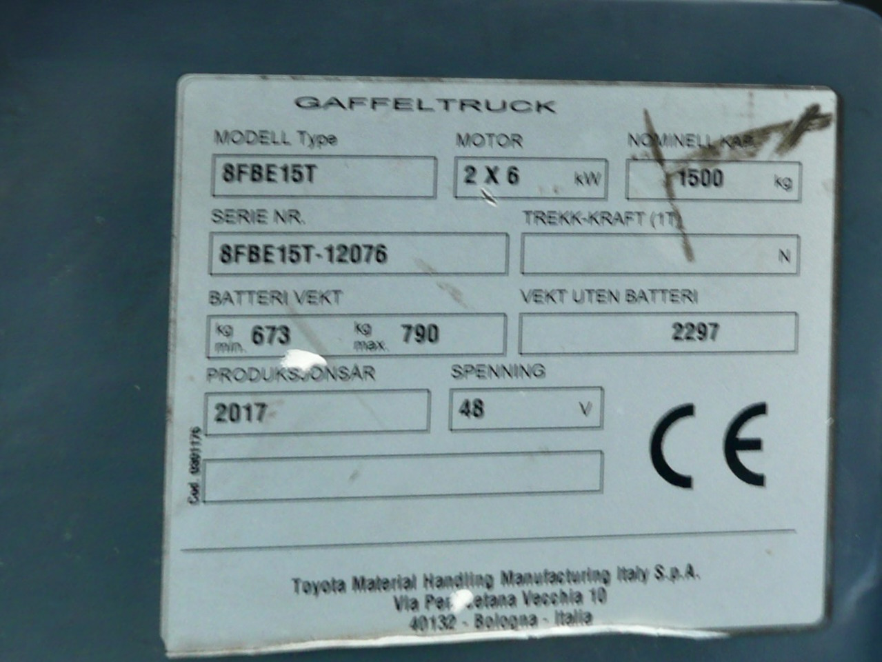 Electric forklift Toyota 8FBE15T: picture 11