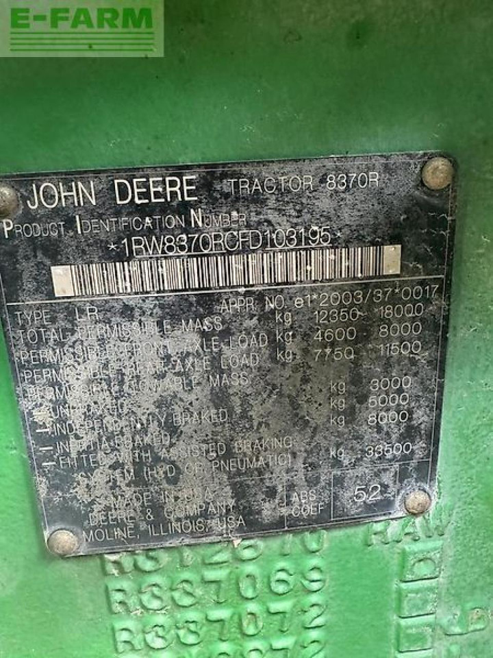 John Deere 8370r - Farm tractor: picture 4 John Deere 8370r - Farm tractor: picture 4