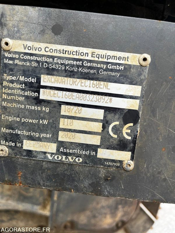 PELLE VOLVO EC160 NL - 2020 / 4950 HEURES - Excavator: picture 5 PELLE VOLVO EC160 NL - 2020 / 4950 HEURES - Excavator: picture 5