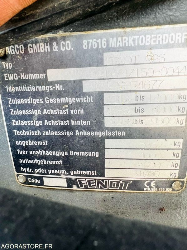 Tracteur Fendt Favorit 926 Vario - 9437 heures - 2003 - Farm tractor: picture 3 Tracteur Fendt Favorit 926 Vario - 9437 heures - 2003 - Farm tractor: picture 3