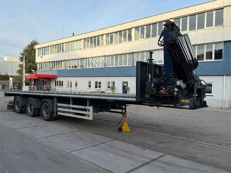 TURBO'S HOET 3 AXLE + AMCO-VEBA V929 6S CRANE + REMOTE - Dropside/ Flatbed semi-trailer: picture 2 TURBO'S HOET 3 AXLE + AMCO-VEBA V929 6S CRANE + REMOTE - Dropside/ Flatbed semi-trailer: picture 2