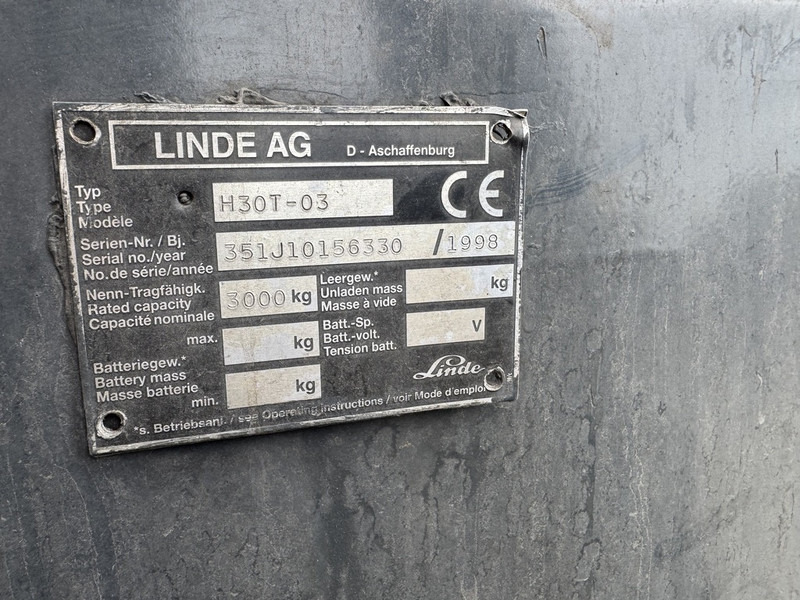LPG forklift Linde H30T-03 Triplo 475 Freelift/Sideshift/4e functie LPG 1998: picture 16