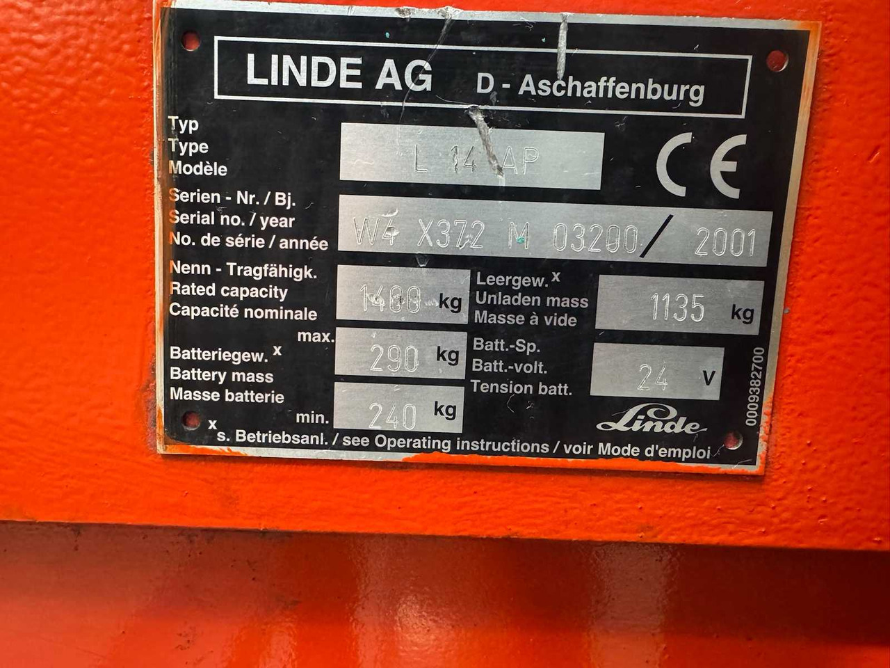 Forklift 04/2012 SERVICE +UVV 10/2026 LINDE L14AP 1.400KG PALLET TRUCK ANT 2.364 HOURS: picture 16