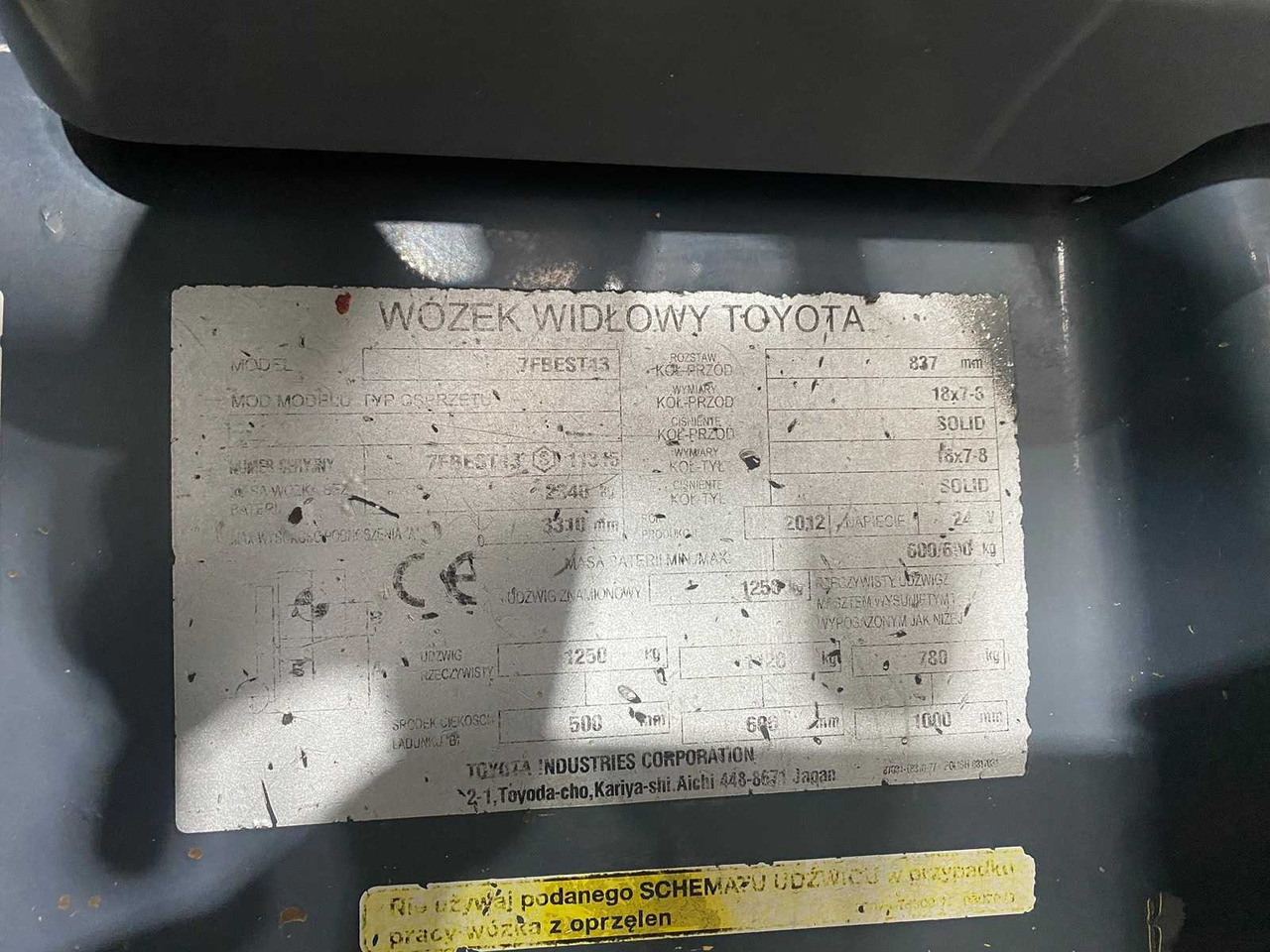 Forklift TOYOTA - 2012 - 7FBEST13 - FORKLIFT: picture 12