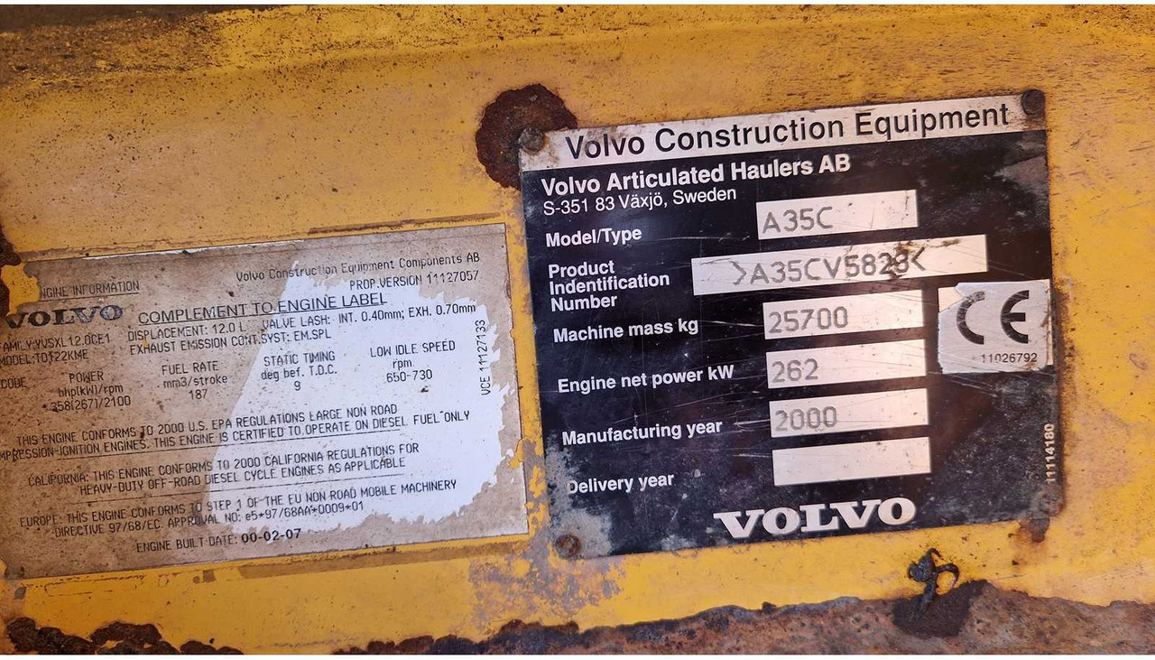 Mini dumper VOLVO - A35C - DUMPER TRUCK - 2000: picture 39