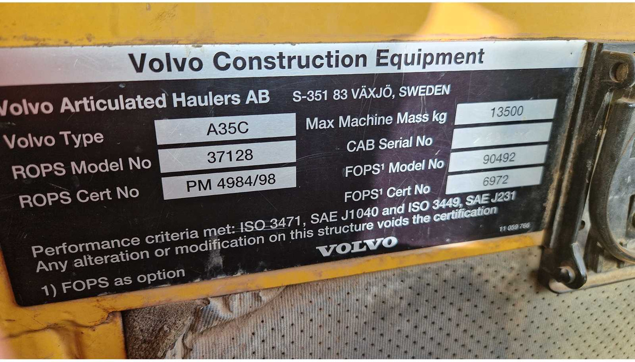 Mini dumper VOLVO - A35C - DUMPER TRUCK - 2000: picture 49