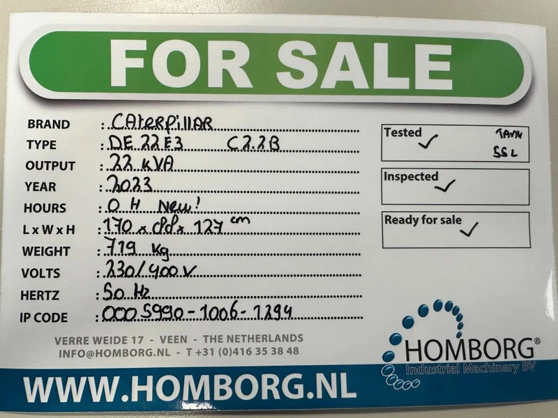 Caterpillar DE22E3 C2.2B 22 kVA Silent Generatorset CAT New ! - Generator set: picture 2 Caterpillar DE22E3 C2.2B 22 kVA Silent Generatorset CAT New ! - Generator set: picture 2