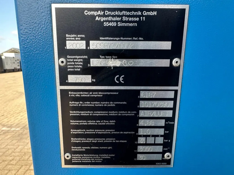 Compair L30 Elektrische Schroefcompressor 30 kW 4.88 m3 / min 7.5 Bar - Air compressor: picture 3 Compair L30 Elektrische Schroefcompressor 30 kW 4.88 m3 / min 7.5 Bar - Air compressor: picture 3
