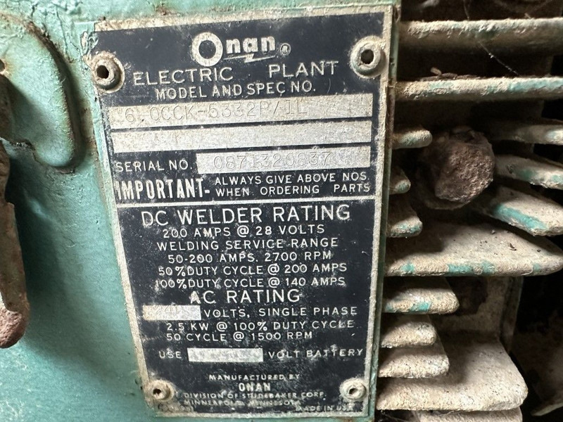 GENERATOR Onan Portaweld 200 Las generator Welding generator 200 Amp Benzine Petrol - Generator set: picture 3 GENERATOR Onan Portaweld 200 Las generator Welding generator 200 Amp Benzine Petrol - Generator set: picture 3