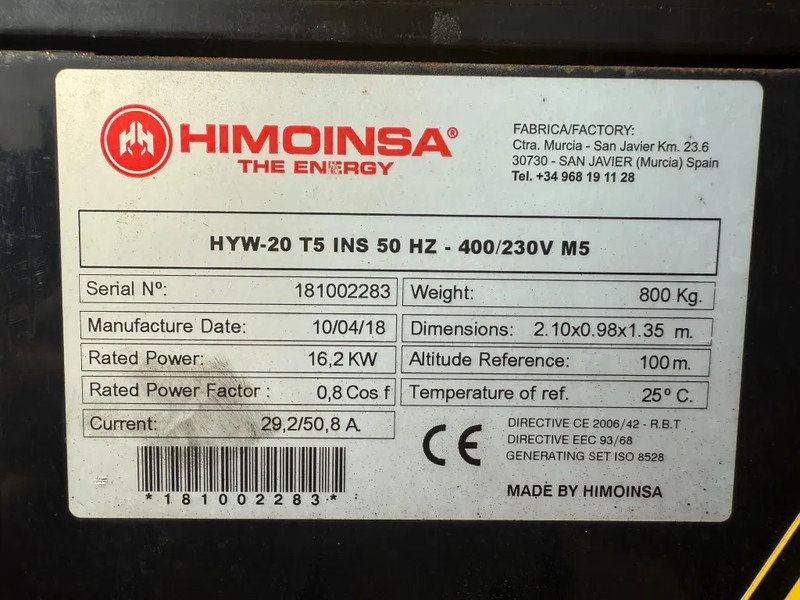 Himoinsa HYW 20 Yanmar Stamford 20 kVA Supersilent generatorset - Generator set: picture 4 Himoinsa HYW 20 Yanmar Stamford 20 kVA Supersilent generatorset - Generator set: picture 4