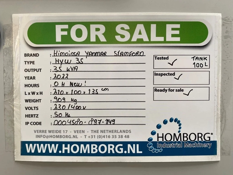 New Generator set Himoinsa Yanmar Stamford 35 kVA Supersilent Generatorset Nieuw !: picture 17