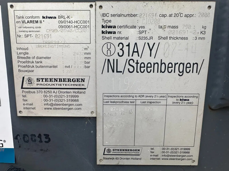 IBC Steenbergen Kiwa IBC 2000 liter dieseltank met handpomp Milieutank - Shipping container: picture 3 IBC Steenbergen Kiwa IBC 2000 liter dieseltank met handpomp Milieutank - Shipping container: picture 3