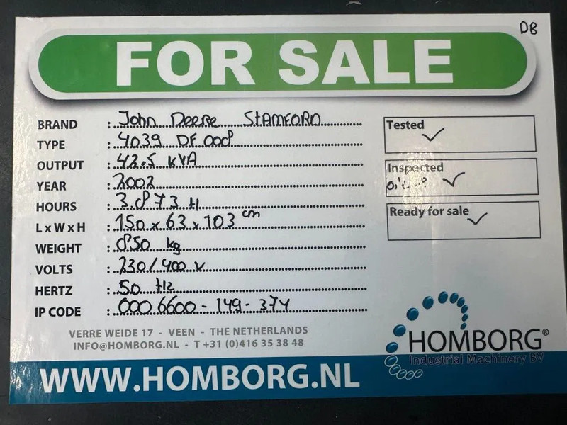 Generator set John Deere 4039 DF 008 Stamford 42.5 kVA generatorset: picture 11 Generator set John Deere 4039 DF 008 Stamford 42.5 kVA generatorset: picture 11