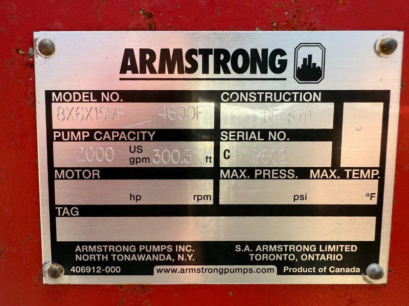 John Deere 6068 HF 120 Armstrong 452 m3 / h Diesel Waterpomp brandschade - Water pump: picture 4 John Deere 6068 HF 120 Armstrong 452 m3 / h Diesel Waterpomp brandschade - Water pump: picture 4
