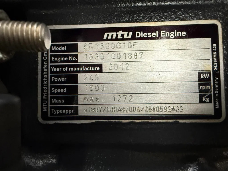 MTU 6R1600 G10F Himoinsa Mecc Alte Spa 315 kVA Silent generatorset Stage 3A - Generator set: picture 5 MTU 6R1600 G10F Himoinsa Mecc Alte Spa 315 kVA Silent generatorset Stage 3A - Generator set: picture 5