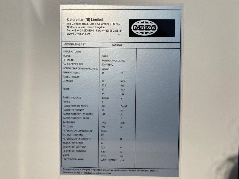 Perkins 1104A-44T FG Wilson 88 kVA Supersilent generatorset New ! - Generator set: picture 4 Perkins 1104A-44T FG Wilson 88 kVA Supersilent generatorset New ! - Generator set: picture 4