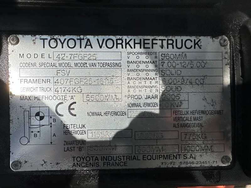 Toyota 2.5 ton Triplex Freelift Sideshift LPG Heftruck - LPG forklift: picture 4 Toyota 2.5 ton Triplex Freelift Sideshift LPG Heftruck - LPG forklift: picture 4