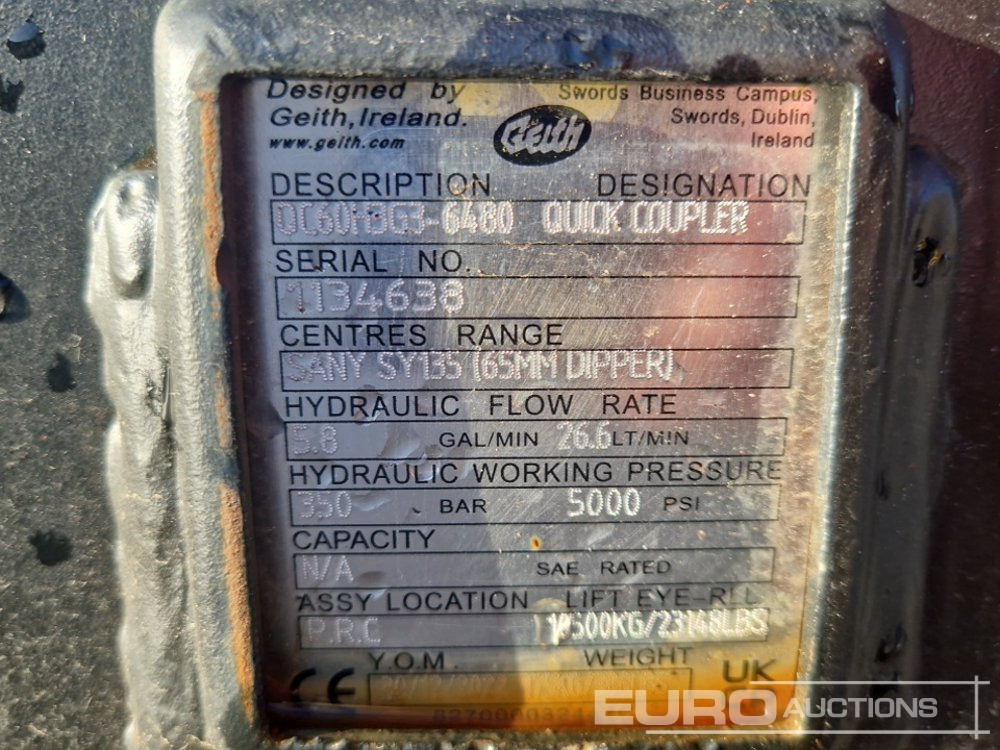 Quick coupler Geith QH, 65mm Pin to suit Sany SY135: picture 7 Quick coupler Geith QH, 65mm Pin to suit Sany SY135: picture 7