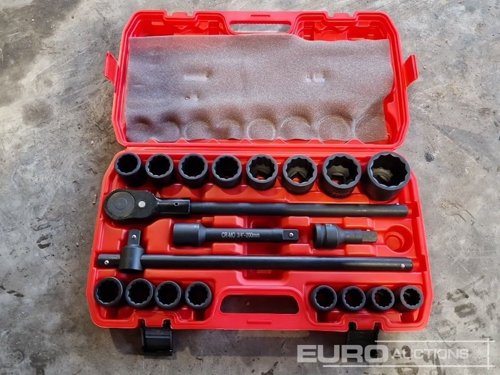 Unused Solid X Impact 3/4" Drive 21 Piece 12 Corner Socket Set - Garage equipment: picture 1 Unused Solid X Impact 3/4" Drive 21 Piece 12 Corner Socket Set - Garage equipment: picture 1