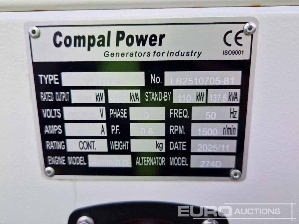 Generator set Unused Compal Power 100KW Generator: picture 13