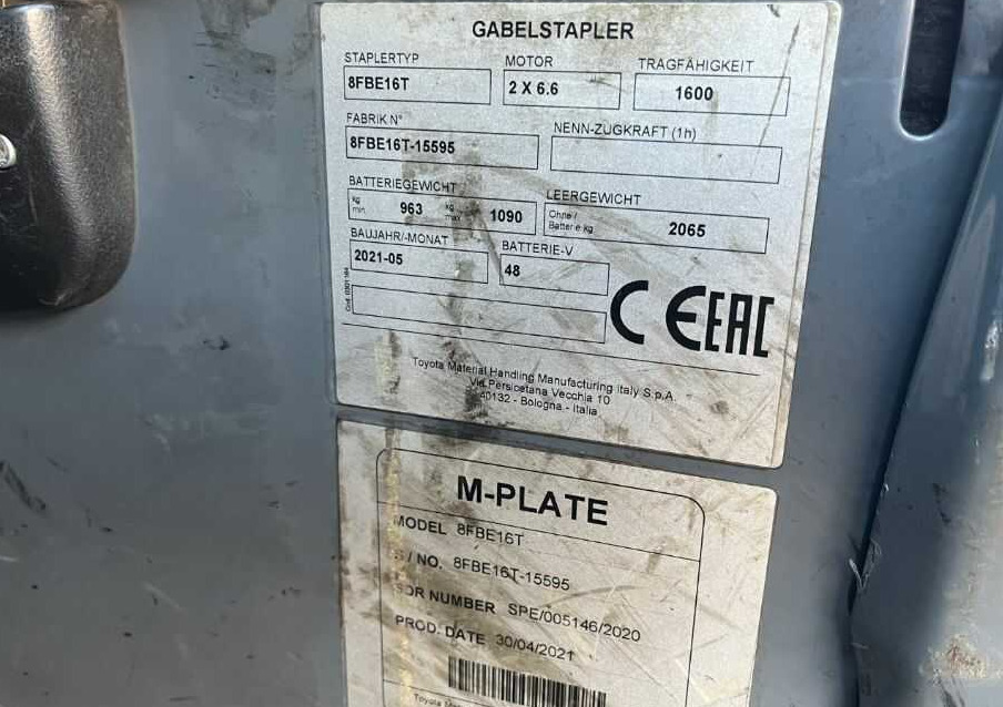 Toyota 8FBE16T - Electric forklift: picture 4 Toyota 8FBE16T - Electric forklift: picture 4