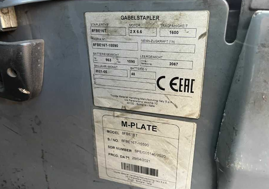 Toyota 8FBE16T - Electric forklift: picture 4 Toyota 8FBE16T - Electric forklift: picture 4