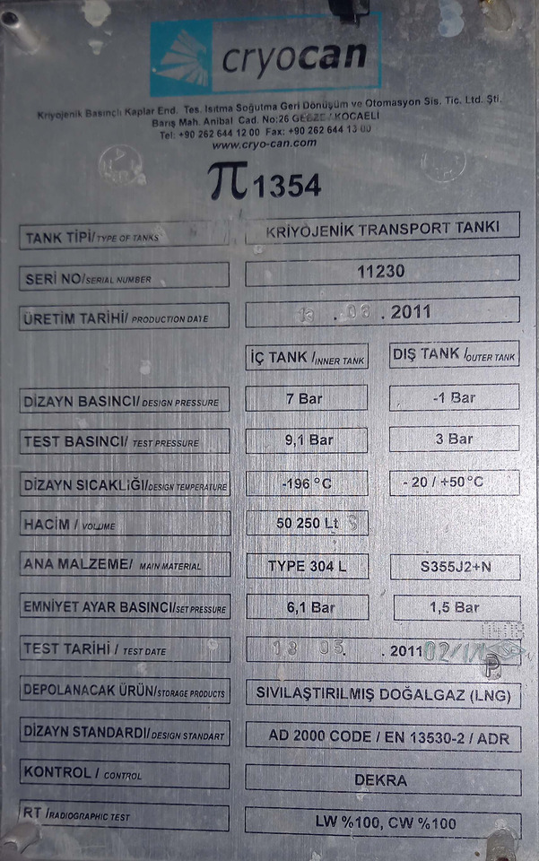 Cryocan Gas tank cryogenic semi-trailer used for LNG Methane - Tanker semi-trailer: picture 5 Cryocan Gas tank cryogenic semi-trailer used for LNG Methane - Tanker semi-trailer: picture 5